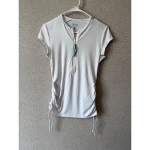 Carve Designs Womens White Short Sleeve Half Zip Rash Guard Swim Top XS